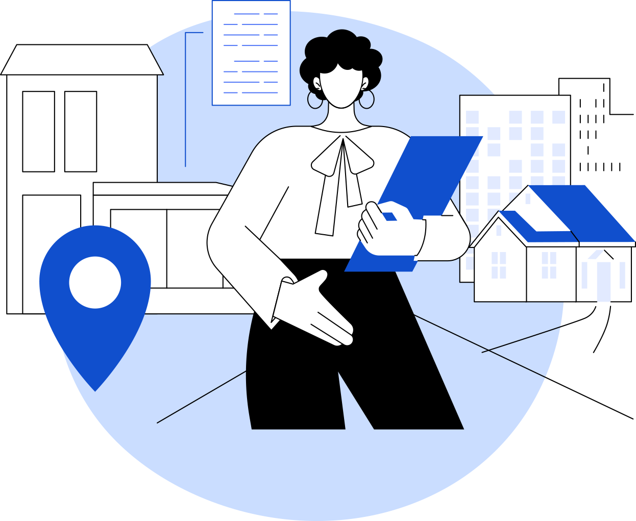 City pages illustration showing apartment search across multiple cities